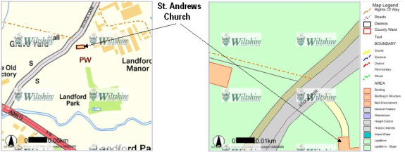 Location of St Andrews Church, Stock Lane, Landford.